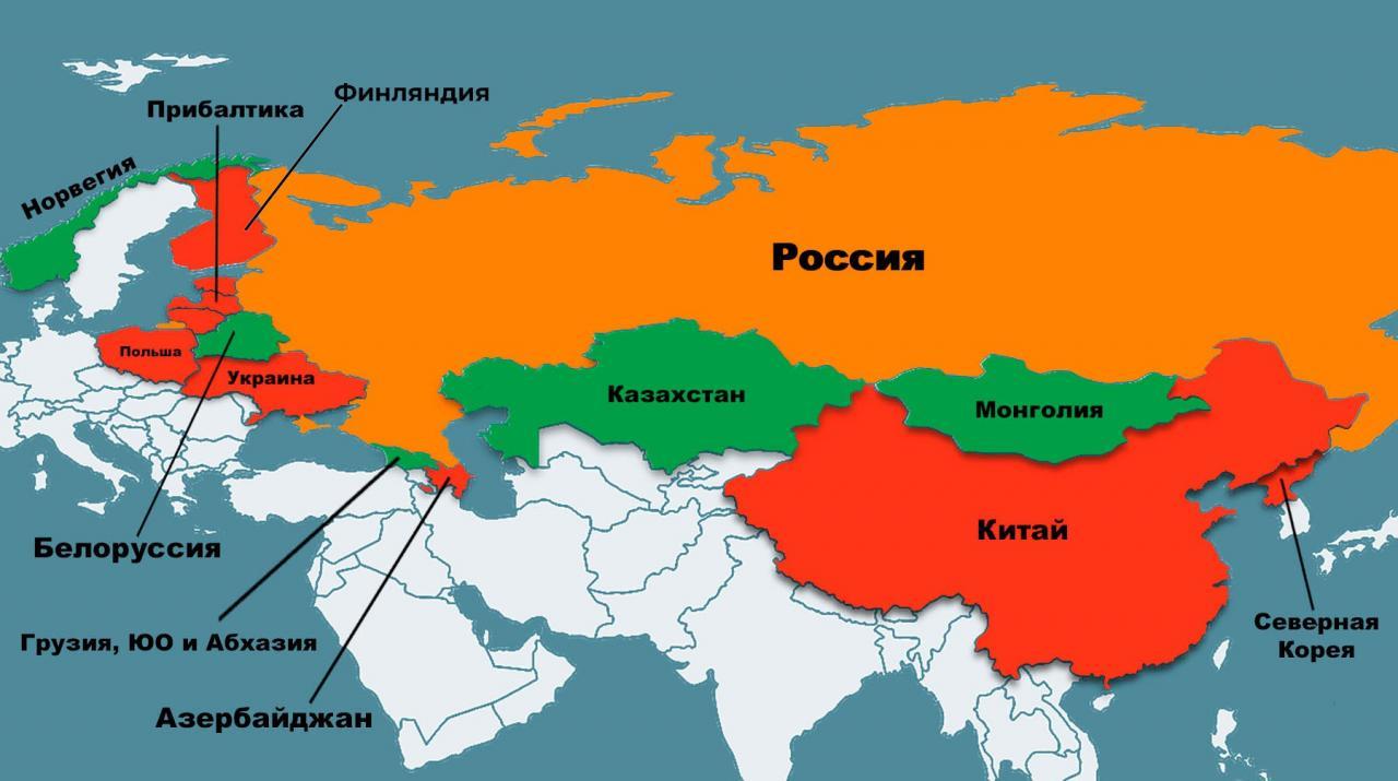 Границы территории России на карте
